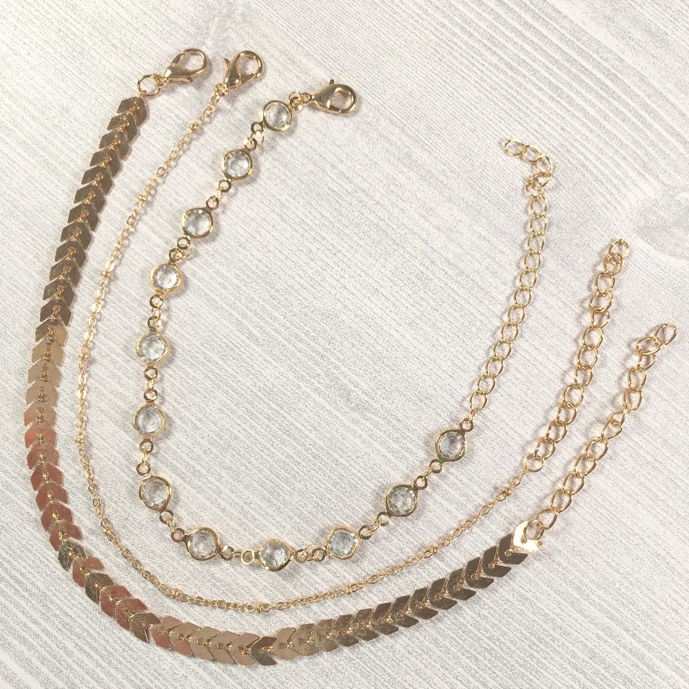 Crystal Chevron Anklet Set (3 pc.) - Picture 5 of 5
